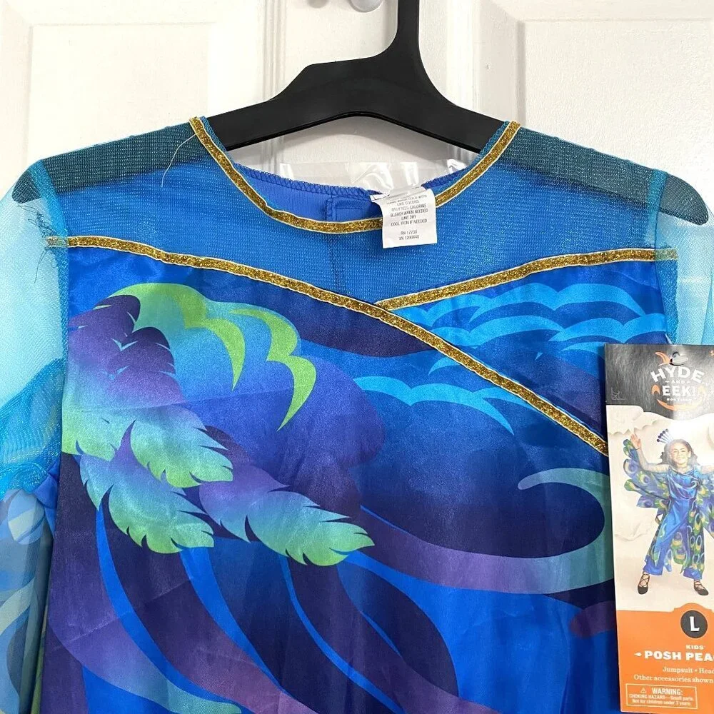 Target Kids' Posh Peacock Halloween Costume Jumpsuit with Headpiece Size Lg - Picture 5 of 11